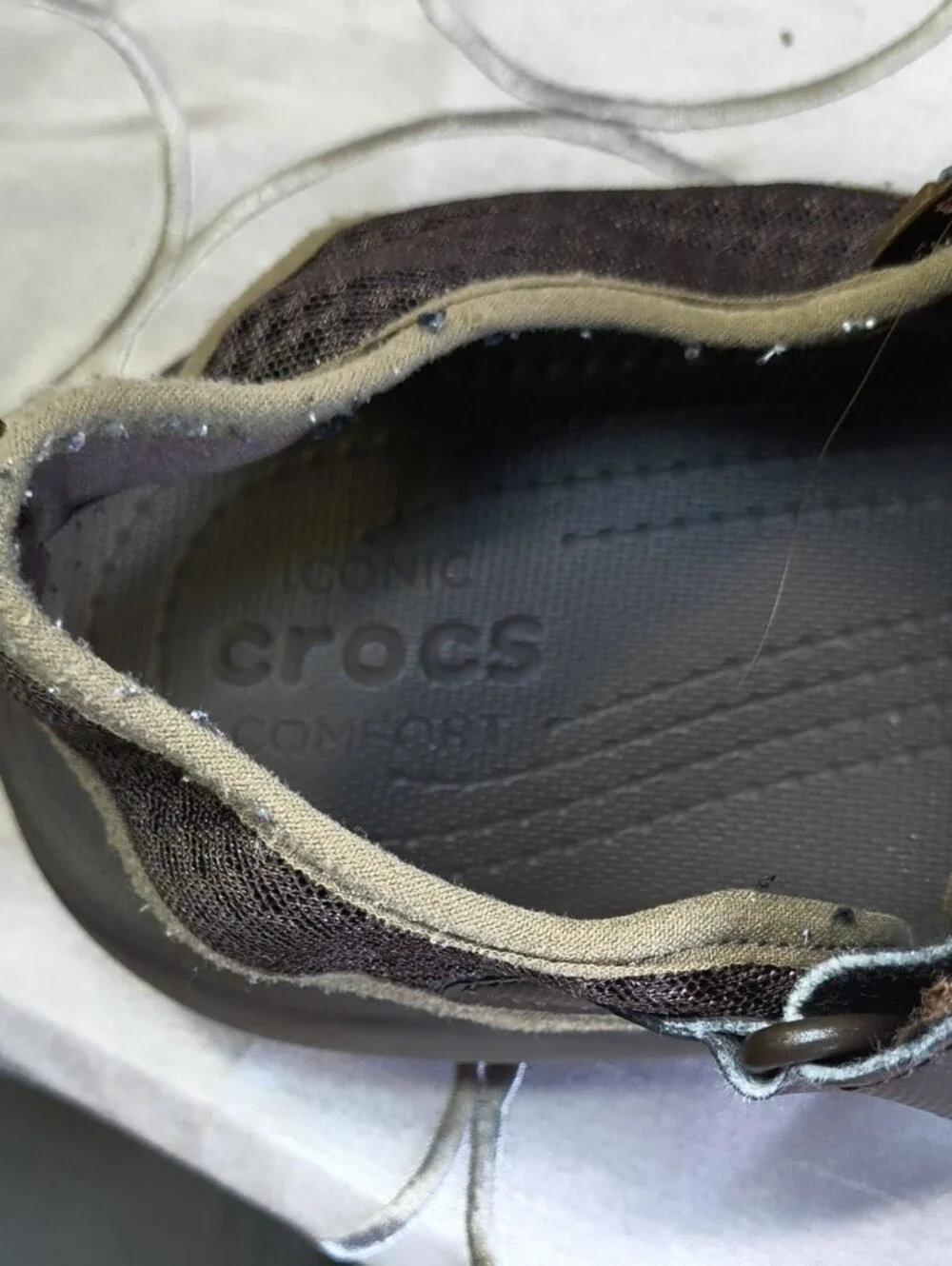 CROCS Men’s Brown Mesh Sport Slide Sandals Size 14 AB